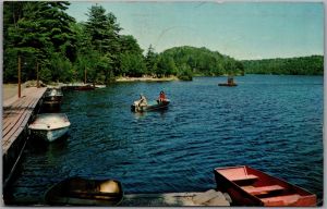Postcard Parry Sound Ontario c1970 Lakeside Marina Boats Scenic View