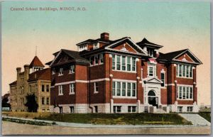 Postcard Minot North Dakota c1910s Central School Buildings Ward County