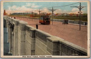 Postcard Toronto Ontario c1910s Bloor Street Viaduct Trolley Car York County