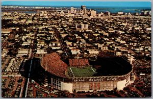 Postcard Miami Florida Orange Bowl Stadium Aerial View Football