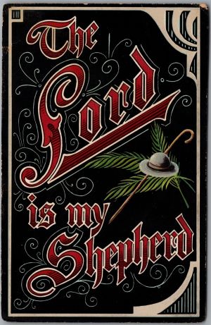 Postcard 1910s Biblical The Lord Is My Shepherd Religious Motto Large Lettering 