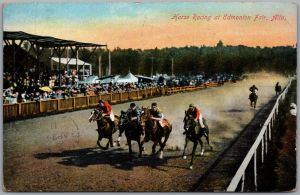 Postcard Split Ring Cancel c1911 Villeneuve Alberta SCARE Edmonton Horse Racing (back)