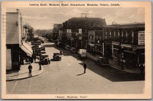 Postcard Gravenhurst Ontario c1946 Looking South Muskoka Street Adams Views