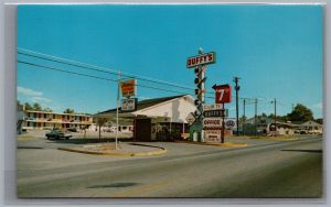 Postcard Calhoun Georgia Duffy's Motel & Restaurant with Business Card