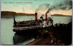 Postcard Lewiston New York c1909 Niagara River Line Steamer Chippewa Scenic View