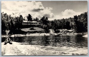 RPPC c1940s Clarendon Station Ontario Wilsons Lodge Crotch Lake Scenic View E