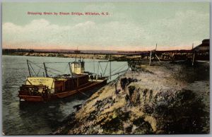 Postcard Williston North Dakota Shipping Grain Steamboat Bismarck Missouri River