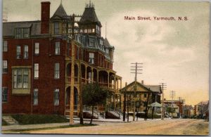 Postcard Yarmouth Nova Scotia 1907 Main Street Grand Hotel Victorian Arch.