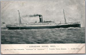 Postcard Allan Line SS Victorian and Virginian Canadian Royal Mail 12000 Tons