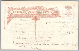 Postcard Brantford Ontario Grand River Patriotic Provincial Crests Border (back)