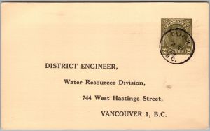 Postcard Park Rill BC 1951 Oliver Water Height Government Survey Form (back)