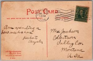 Postcard Chicago Illinois 1908 Heyworth Building to Albertson Valley Co. Montana (back)