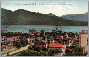 Postcard Vancouver British Columbia Harbour Scenic View Canadian Pacific Railway