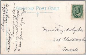 Postcard Stratford Ontario c1907 General Hospital Perth County (back)