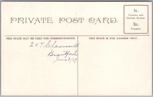 Postcard Brantford Ontario c1907 Grand River Jubilee Terrace Armouries (back)