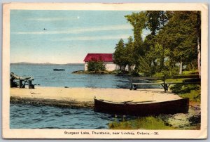 Postcard Lindsay Ontario c1938 Sturgeon Lake Thurstonia Split Ring Cancel