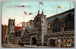 Postcard Chicago Illinois c1908 The Coliseum Wabash Ave Demolished Country Flags