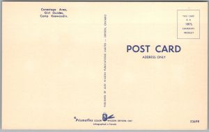 Postcard Conestoga Ontario Camp Keewaydin Girl Guides Tents Waterloo County (back)