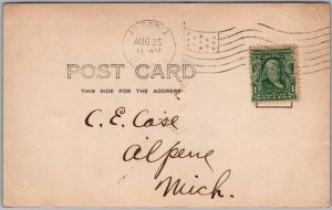 Postcard RPPC c1905 Astoria Oregon Mt. Hood Mountain Scenic View to Alpena Mich. (back)