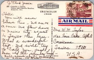 Postcard Acapulco Mexico Caleta and Caletilla Beaches Hotels Bay View (back)