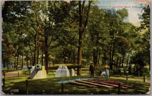 Postcard Split Ring Cancel c1907 Maywood British Columbia from Chicago Illinois (back)