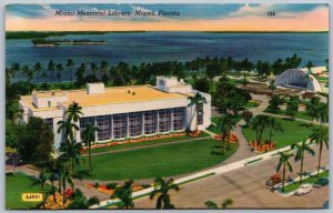 Postcard Miami Florida c1940s Memorial Library Linen