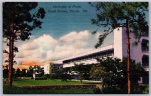 Postcard Coral Gables Florida c1940s University of Miami Linen