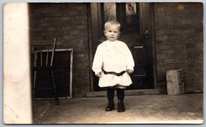 RPPC 1910 Photo Young Boy Wesley Split Ring Neusdat ONT Royal Yeast Cakes Crate