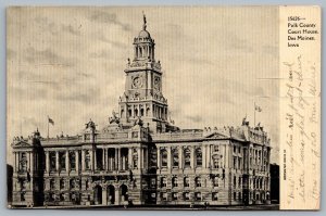 Postcard Des Moines Iowa c1906 Polk County Court House to Wyoming Iowa