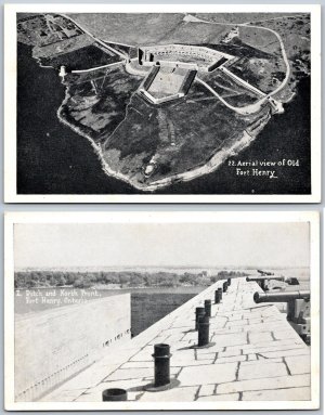 Postcard Kingston ONT c1920s Lot of 2 Fort Henry Aerial View Ditch & North Front
