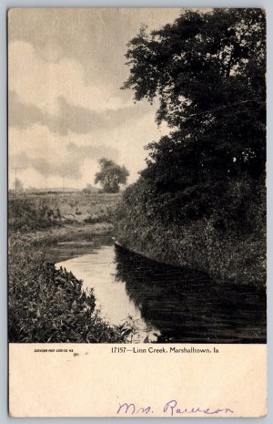 Postcard Marshalltown Iowa c1907 Linn Creek Marshall County CDS Flag Cancel