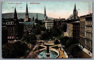 Postcard Montreal Quebec c1906  Victoria Square Birds Eye View CDS Cancel