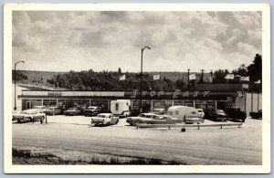 Postcard Marathon Ontario c1963 Shopping Center Shop Easy Old Cars Campers THB