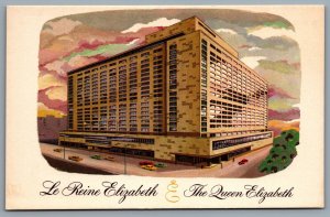 Postcard Montreal Quebec c1960s The Queen Elizabeth CNR Hilton Hotels Advert