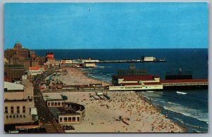 Postcard Atlantic City NJ c1960s Panoramic View Showing Boardwalk Beach Ocean