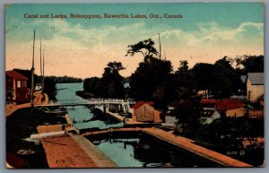 Postcard Bobcaygeon Ontario c1915 Canal and Locks Kawartha Lakes Trent Severn