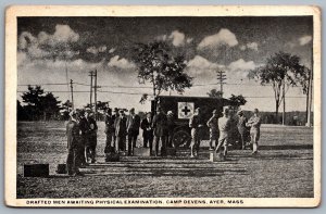 Postcard Ayer MA c1918 Camp Devens Drafted Men Awaiting Physical Examination 