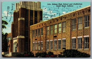 Postcard South Bend IN c1949 John Adams High School & Auditorium 