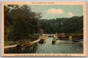Postcard Port Carling Ontario c1930s Looking Through The Rapids Anderson's