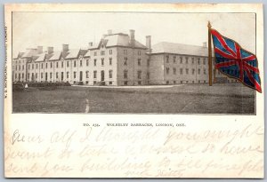 Postcard London Ontario c1905 Wolseley Barracks by Macfarlane Union Jack Flag