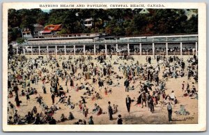 Postcard Crystal Beach Ontario c1920s Bathing Beach and Pavilion Fort Erie
