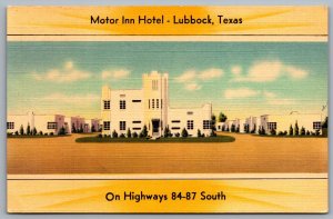 Postcard Lubbock TX c1940s Motor Inn Hotel Highways 84-87 South