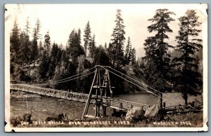 Postcard RPPC Washington c1920s Sheep Bridge Over Wenatchee River Wheeler Photo