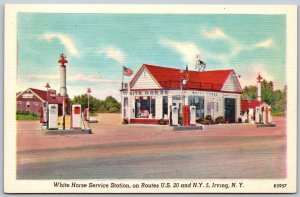 Postcard Irving NY c1940s White Horse Service Station Route U.S. 20 and N.Y. 5