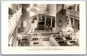 Postcard RPPC c1930s Boston MA Interior Christ Chuch Paul Revere Restored