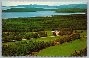 Postcard Marathon Ontario c1960s Aerial View Golf Course 9 Hole Lake Superior 