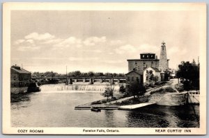 Postcard Fenelon Falls Ontario c1930s Stone Mill Lock Curtis Inn Cozy Rooms PECO