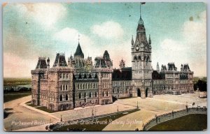 Postcard Ottawa Ontario c1910s Parliament Buildings Grand Trunk Railway System