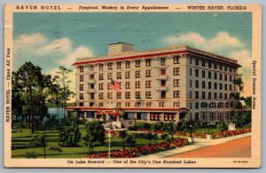Postcard Winter Haven FL c1940 Haven Hotel On Lake Howard to Woodstock Ontario