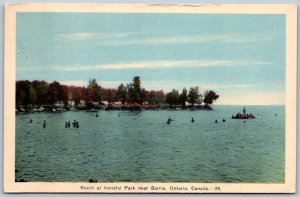 Postcard Innisfil Ontario c1937 View of the Park Bathers near Barrie PECO